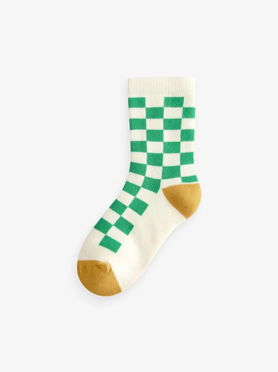 Écru Bright Checkerboard - Chaussettes en coton éponge riche 5 Lot