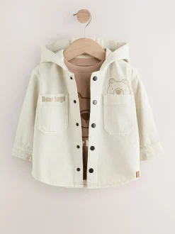 écru ours - Ensemble surchemise et t-shirt à capuche en sergé (3mois7ans)