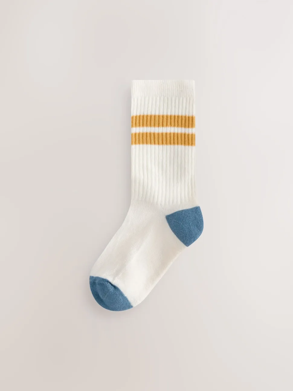 Écru/Bleu/Minéral - Cushioned Semelle intérieure Cotton Rich Ribbed Tipped Chaussettes 5 Lot