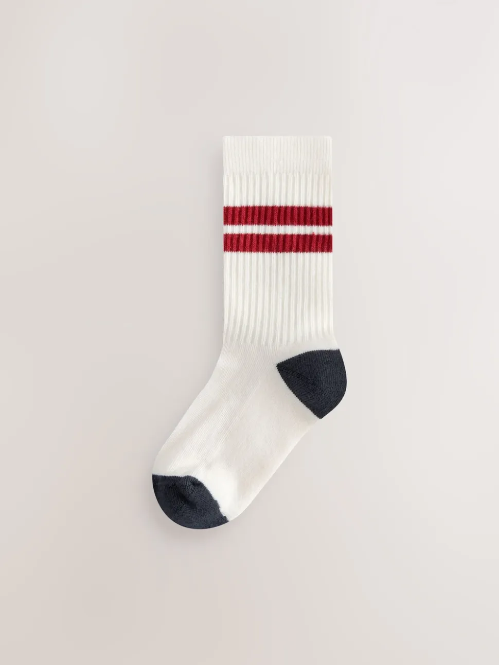 Écru/Bleu/Minéral - Cushioned Semelle intérieure Cotton Rich Ribbed Tipped Chaussettes 5 Lot