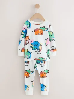 Écru/bleu/rose éléphant - Pyjama Loros simple (9mois-8ans)