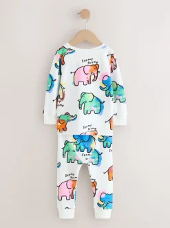 Écru/bleu/rose éléphant - Pyjama Loros simple (9mois-8ans)