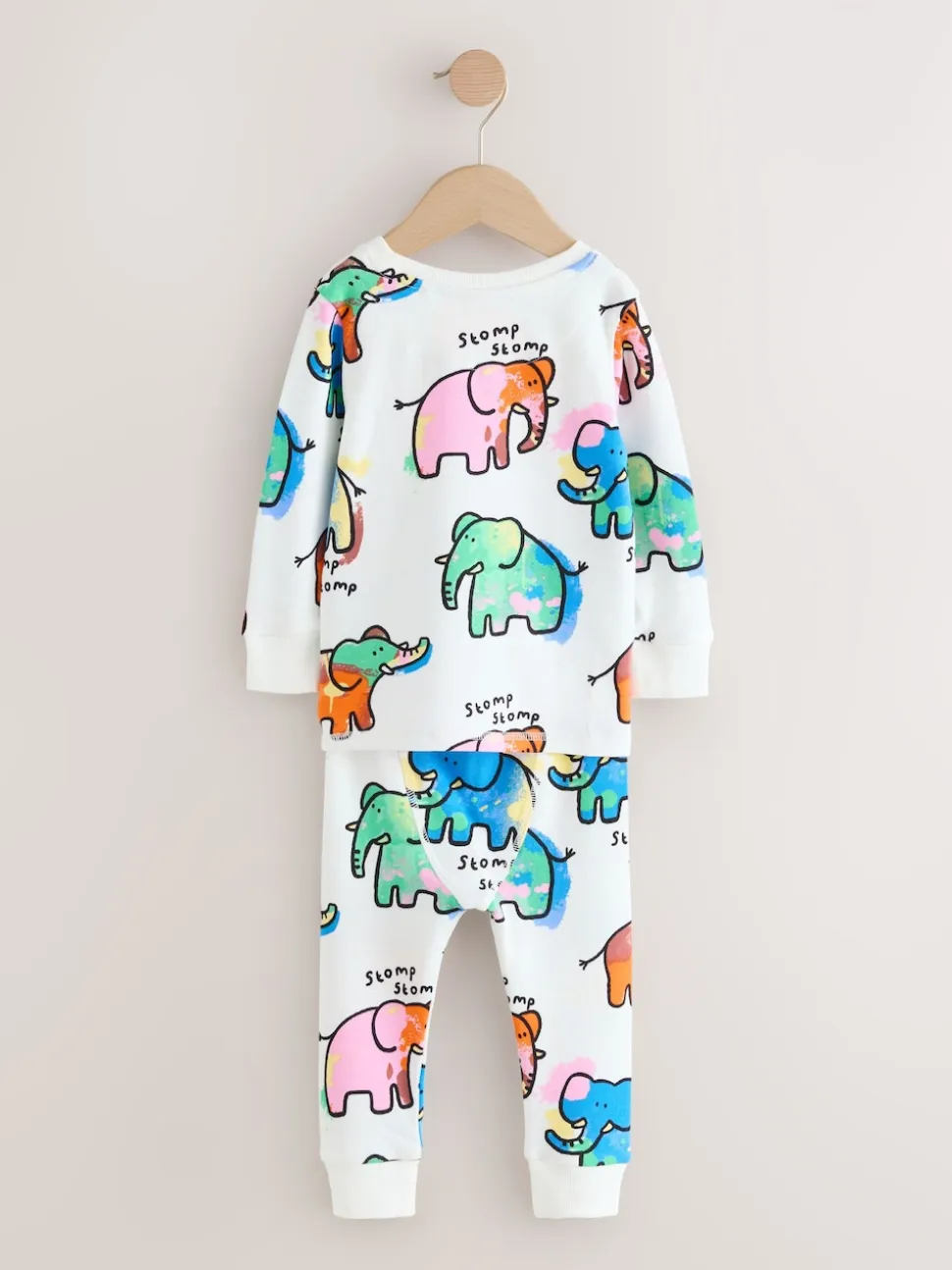Écru/bleu/rose éléphant - Pyjama Loros simple (9mois-8ans)