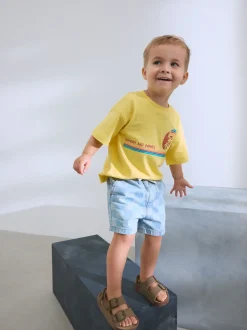 Damier Bleu Clair - Short à enfiler en jean (3 mois à 7 ans)