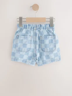 Damier Bleu Clair - Short à enfiler en jean (3 mois à 7 ans)