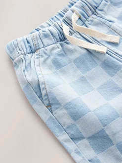 Damier Bleu Clair - Short à enfiler en jean (3 mois à 7 ans)