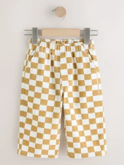 Damier jaune/blanc - Pantalon large à enfiler (3mois-7ans)