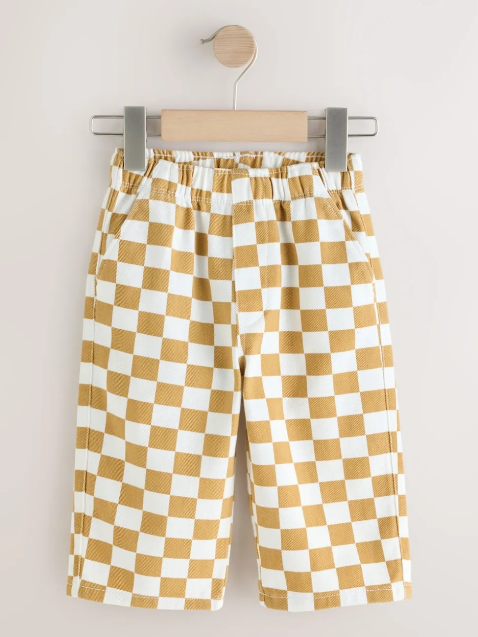 Damier jaune/blanc - Pantalon large à enfiler (3mois-7ans)