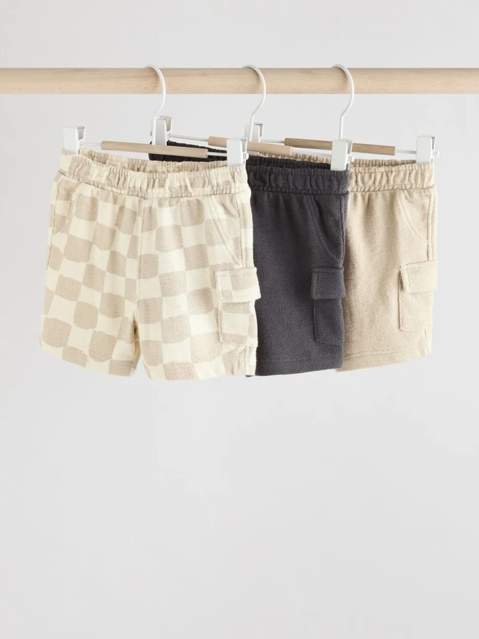 damier Noir et blanc - Jersey 100% coton Bébé Shorts 3 Lot (0mois-2ans)