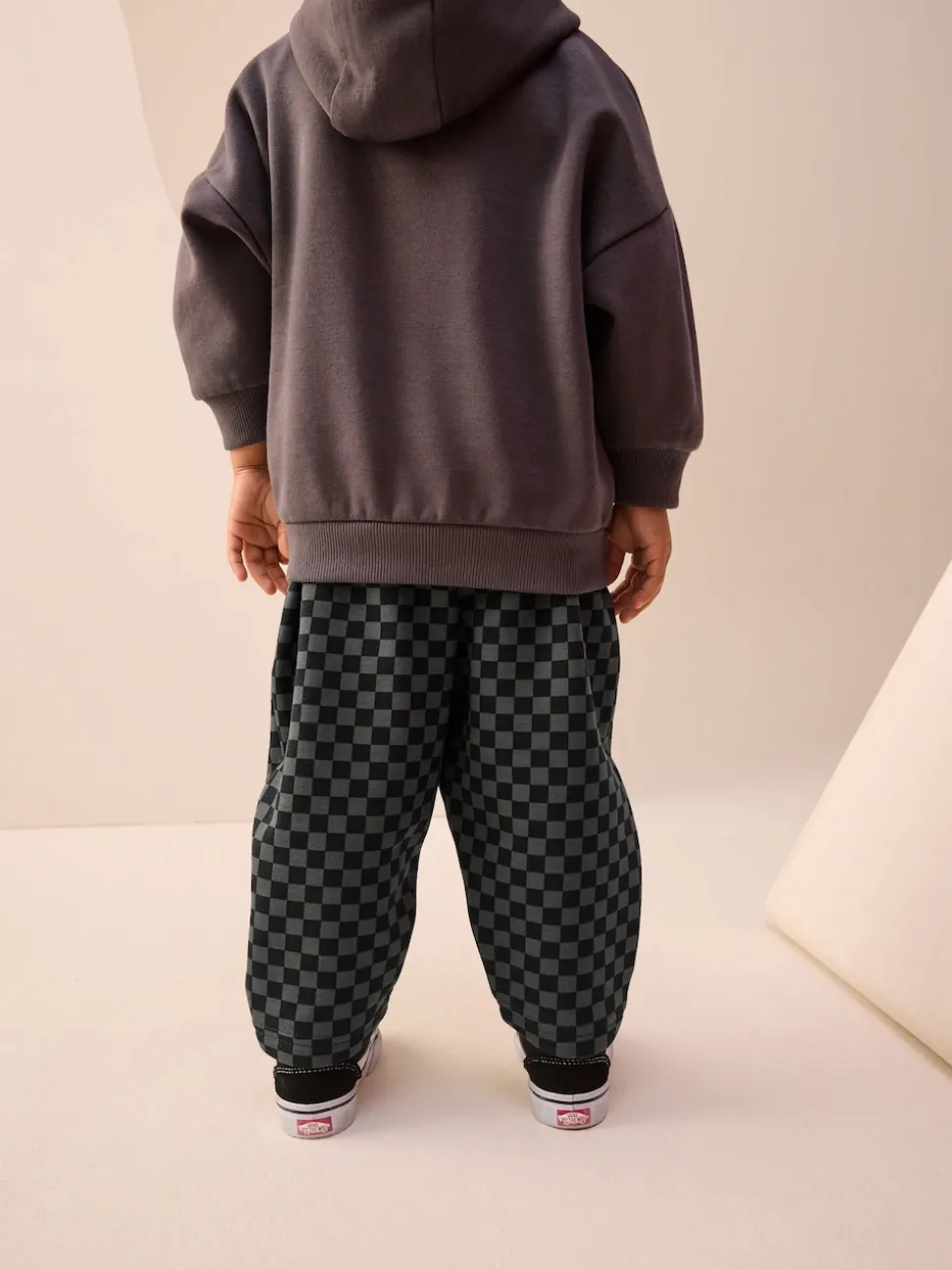damier Noir et blanc - Joggings Jambe large en jersey (3mois à7ans)