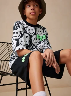 Damier Noir/Blanc - Ensemble décontracté T-shirt et short Manches courtes (3-16ans)