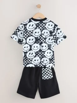 Damier Noir/Blanc - Ensemble décontracté T-shirt et short Manches courtes (3-16ans)