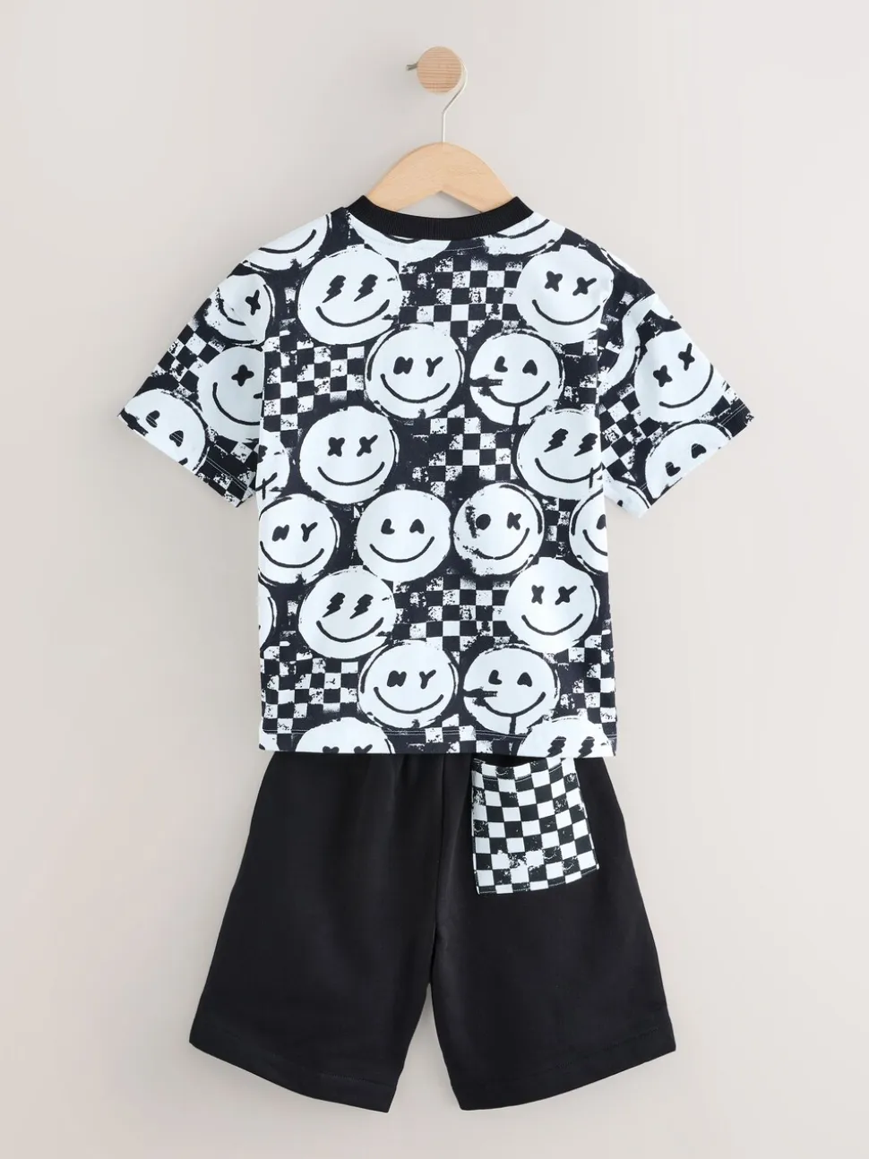 Damier Noir/Blanc - Ensemble décontracté T-shirt et short Manches courtes (3-16ans)