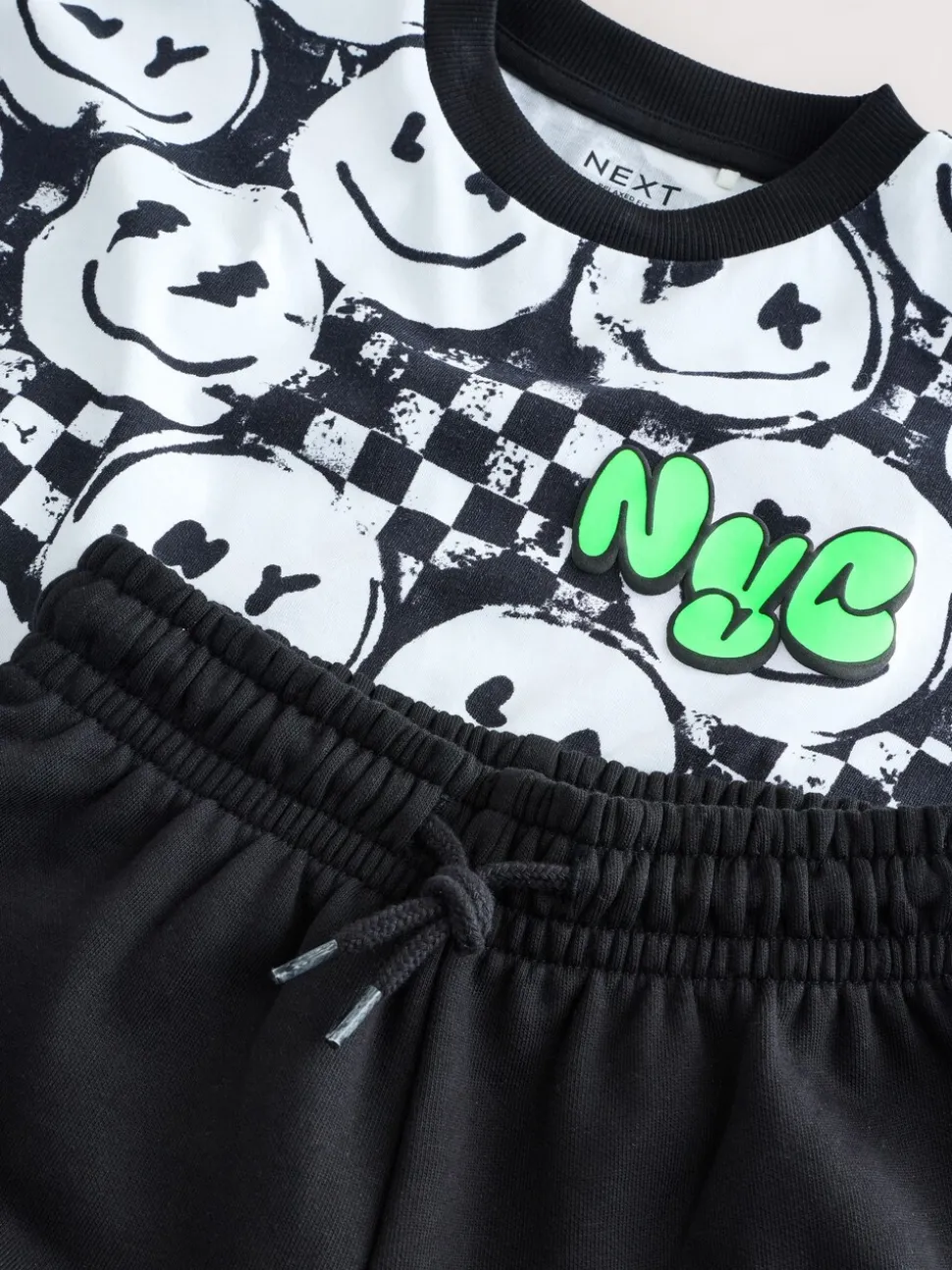 Damier Noir/Blanc - Ensemble décontracté T-shirt et short Manches courtes (3-16ans)