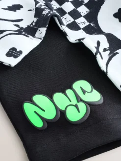 Damier Noir/Blanc - Ensemble décontracté T-shirt et short Manches courtes (3-16ans)