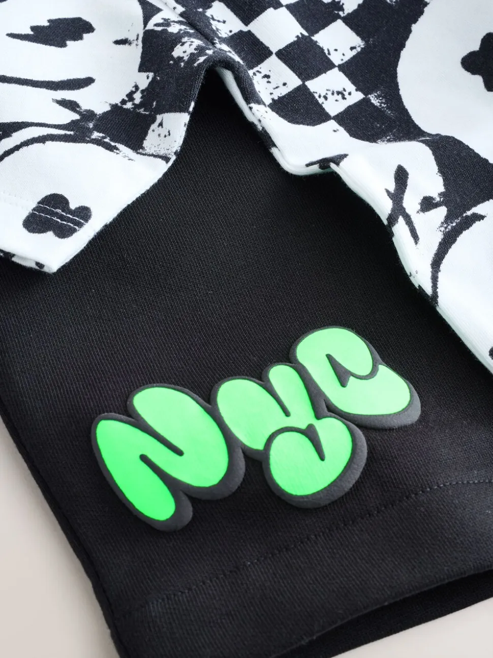 Damier Noir/Blanc - Ensemble décontracté T-shirt et short Manches courtes (3-16ans)