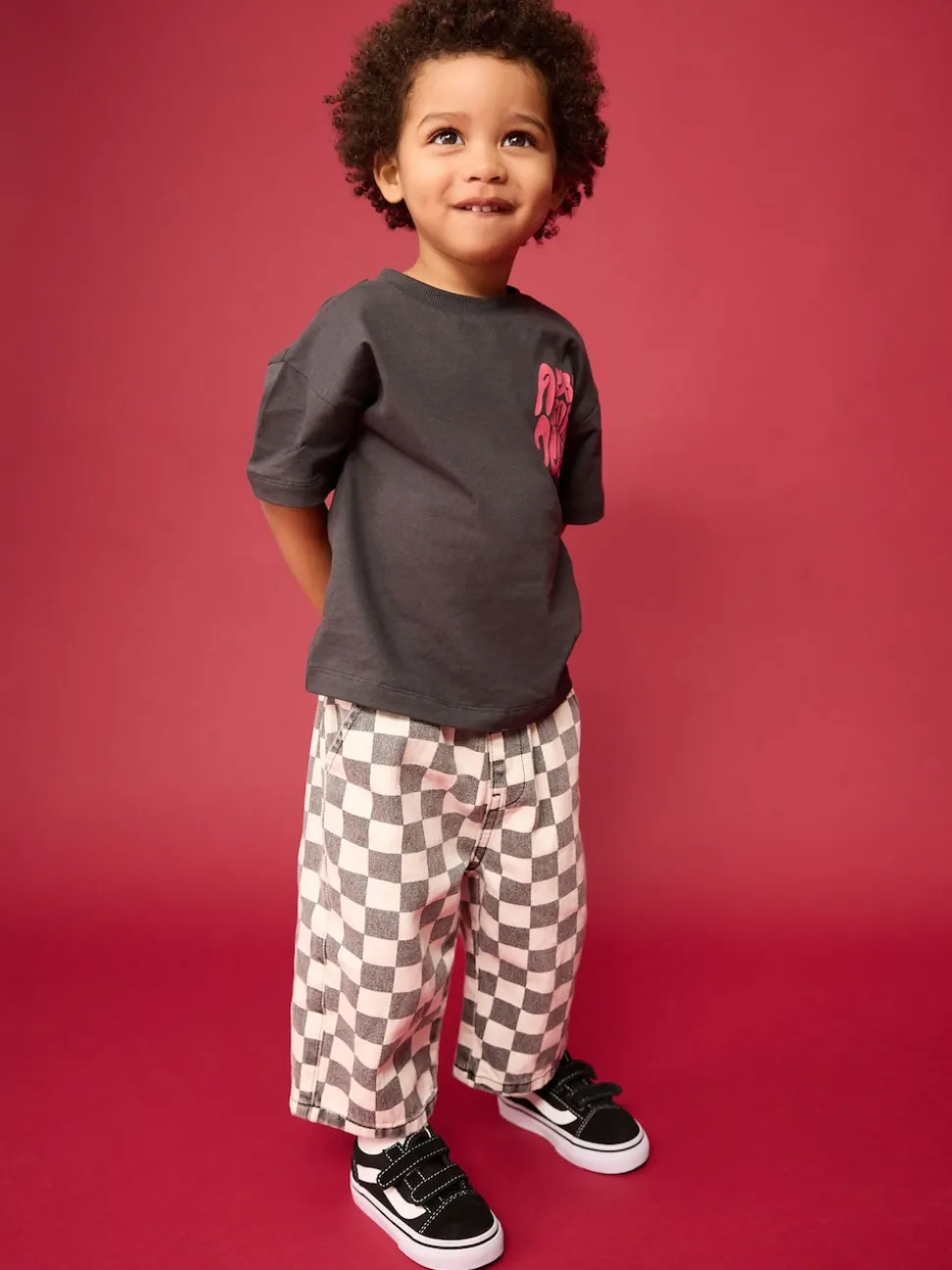 Damier Noir/Blanc - Pantalon large à enfiler (3mois-7ans)