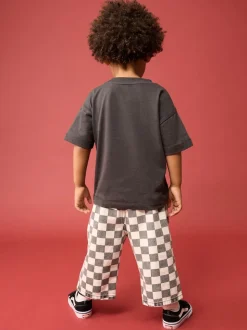 Damier Noir/Blanc - Pantalon large à enfiler (3mois-7ans)