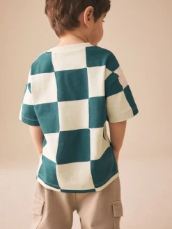 Damier ondulé vert/blanc - T-shirt imprimé sur l’ensemble à manches courtes (3 mois7 ans) (3mois7ans)