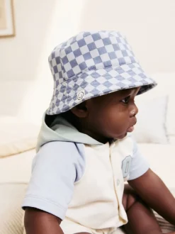 Damier Orange Rayure / Bleu - Paquet de bonnets pour bébé 2 (0mois-2ans)