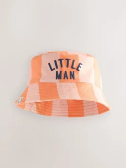 Damier Orange Rayure / Bleu - Paquet de bonnets pour bébé 2 (0mois-2ans)