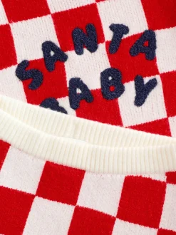 Damier Père Noël rouge - Ensemble pull et legging bébé Noël (0mois-2ans)
