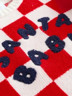 Damier Père Noël rouge - Ensemble pull et legging bébé Noël (0mois-2ans)