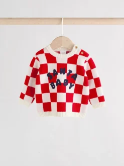 Damier Père Noël rouge - Ensemble pull et legging bébé Noël (0mois-2ans)