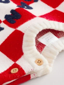 Damier Père Noël rouge - Ensemble pull et legging bébé Noël (0mois-2ans)