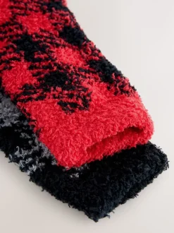Damier rouge/gris - Paquet de chaussettes douillettes 2