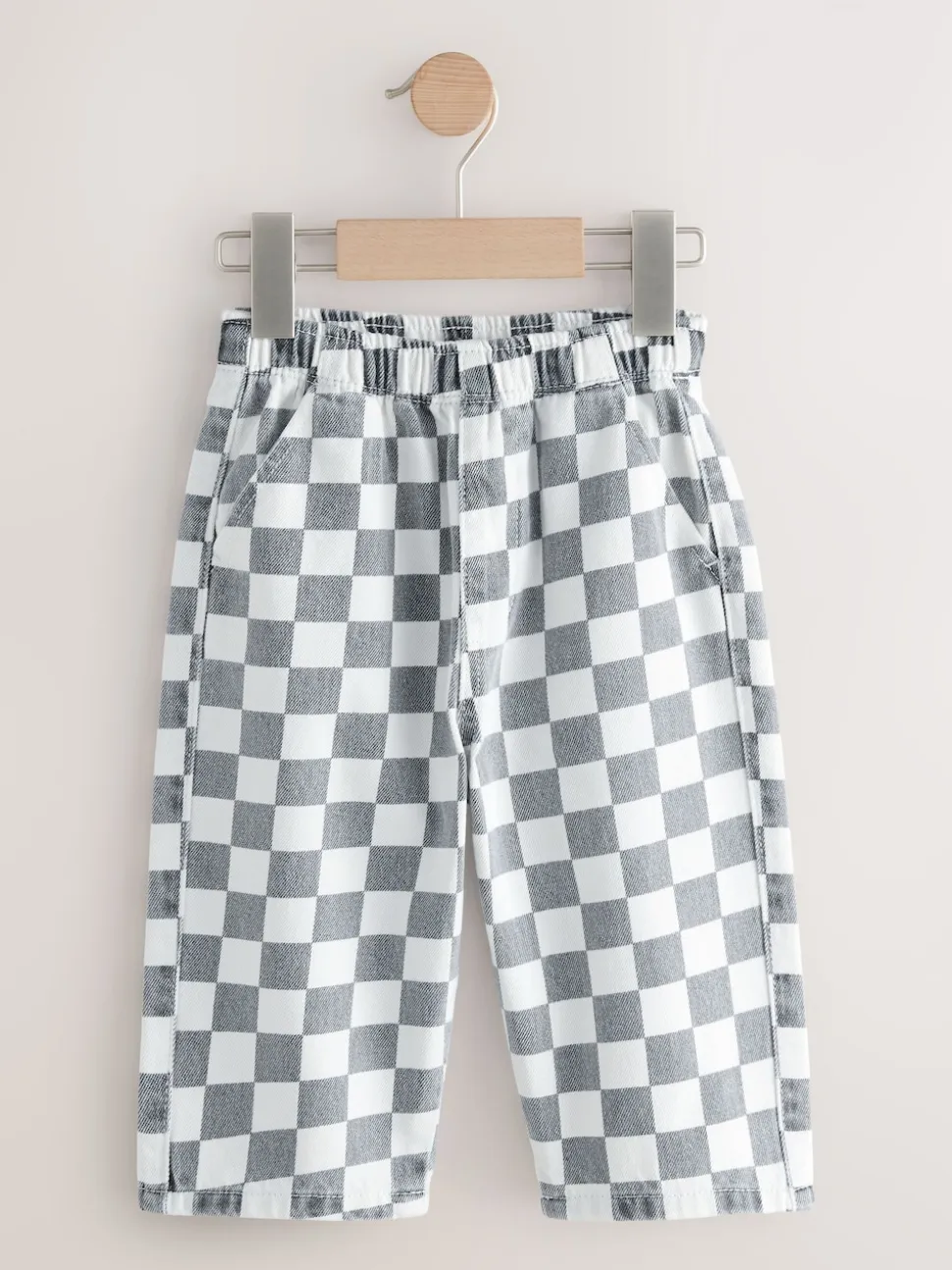 Damier/rayures bleues - Lot de 2 pantalons larges à enfiler (3mois7ans)