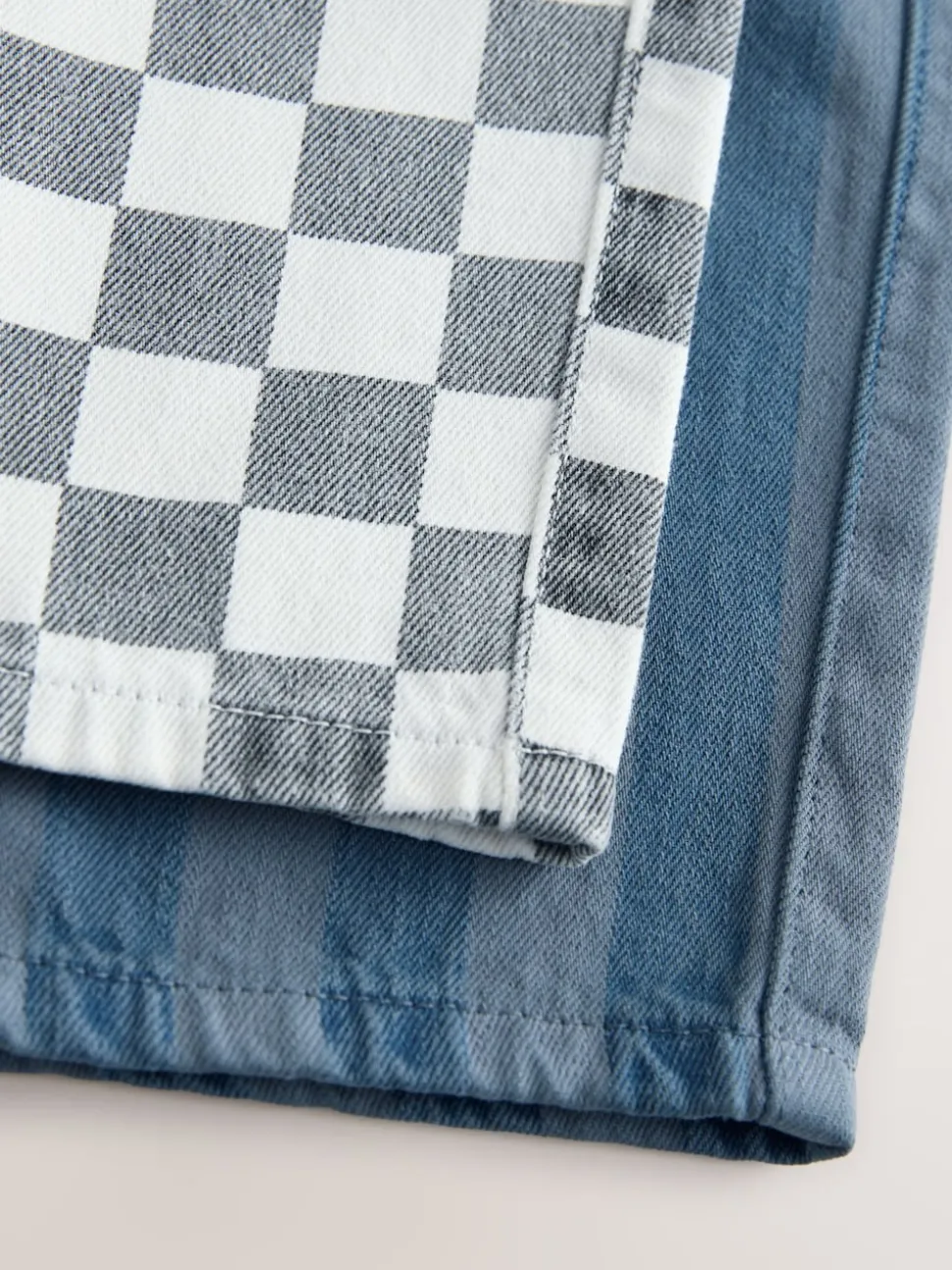 Damier/rayures bleues - Lot de 2 pantalons larges à enfiler (3mois7ans)