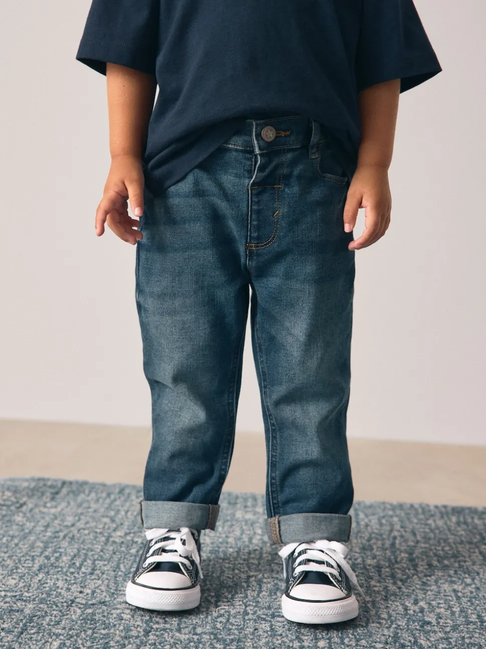 Denim bleu milieu/noir - 2 lot de Jean Coupe classique Extensible Confort (3mois -7ans)