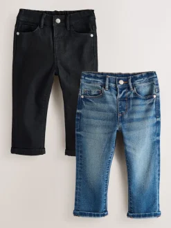 Denim bleu milieu/noir - 2 lot de Jean Coupe classique Extensible Confort (3mois -7ans)