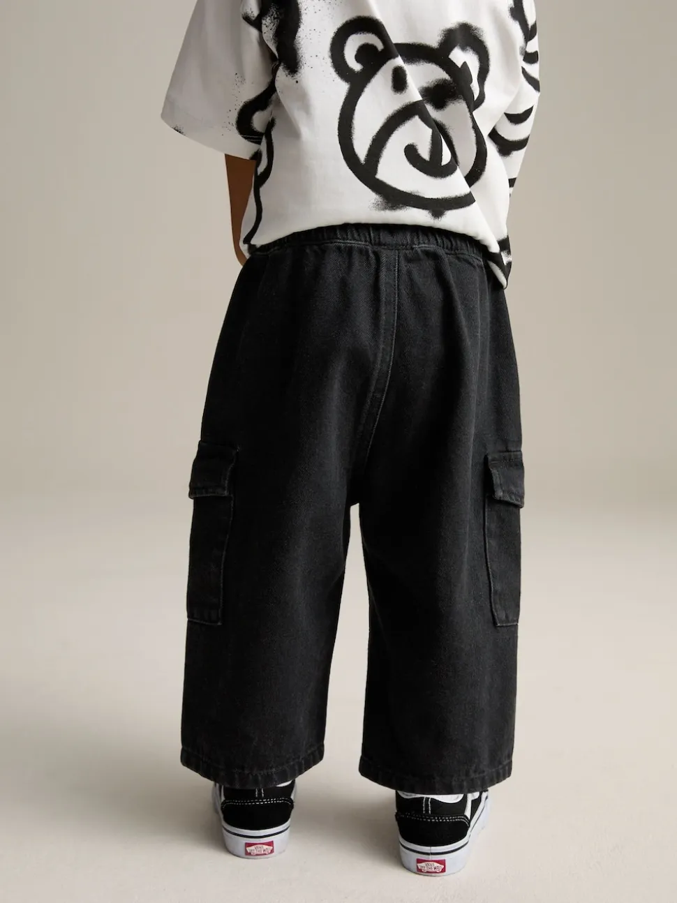 Denim noir - Ample Cargos à tirer 100% Cotton Jeans (3mths-7yrs)