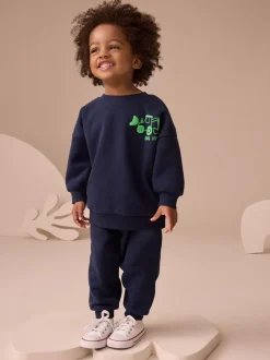 Digger bleu marine - Ensemble sweat et Joggings imprimé à Col rond (3mois-7ans)