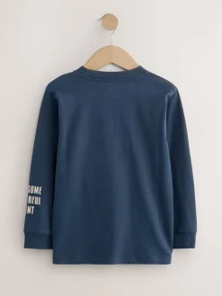 Dino bleu marine/bleu/écru - Lot de 3 T-shirts graphiques à manches longues (3-16ans)