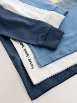 Dino bleu marine/bleu/écru - Lot de 3 T-shirts graphiques à manches longues (3-16ans)