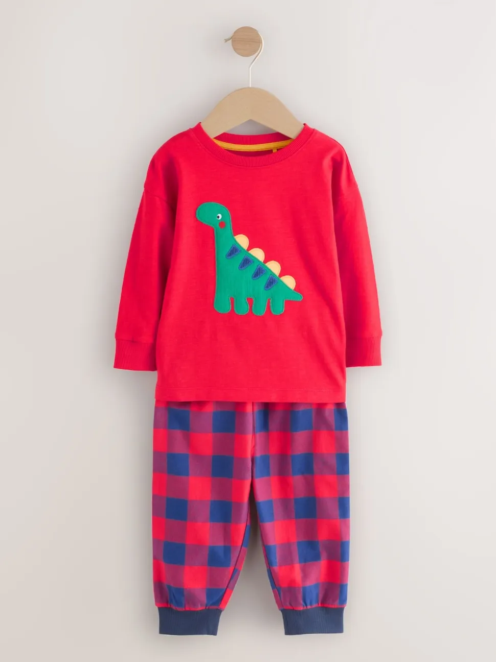 Dinosaure à carreaux rouge/bleu/vert - Lot de 3 pantalons de pyjama tissés à carreaux (9mois-12ans)