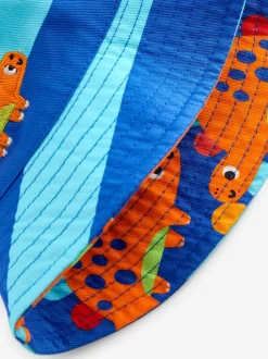 Dinosaure - Imprimé Réversible Bucket 100% Cotton Chapeaux (3mths-6yrs)