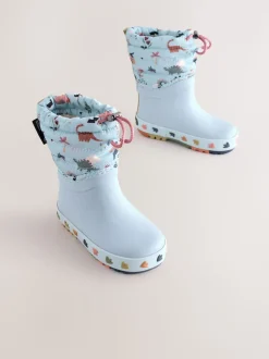 Dinosaure bleu - Bottes en caoutchouc Thinsulate doublées à revers
