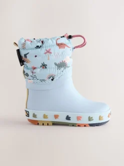 Dinosaure bleu - Bottes en caoutchouc Thinsulate doublées à revers