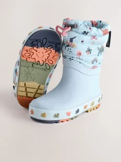 Dinosaure bleu - Bottes en caoutchouc Thinsulate doublées à revers