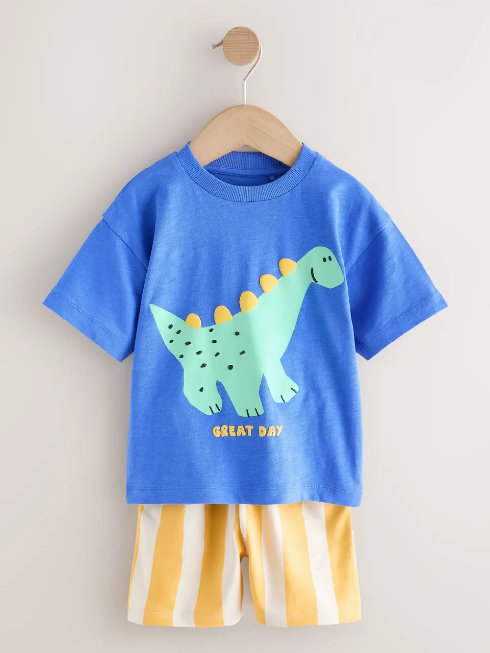 Dinosaure bleu - Ensemble T-shirt et short Manches courtes (3mths-7yrs)