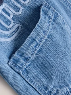 Dinosaure bleu - Ensemble salopette et body en jean bébé (0 mois-2 ans)