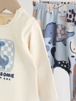 Dinosaure bleu - Ensemble haut et legging bébé 2 pièces (0mois-3ans)