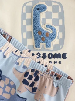 Dinosaure bleu - Ensemble haut et legging bébé 2 pièces (0mois-3ans)