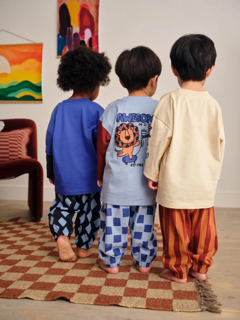 Dinosaure bleu/brun - Lot de 3 pyjamas oversize (9mois-10ans)