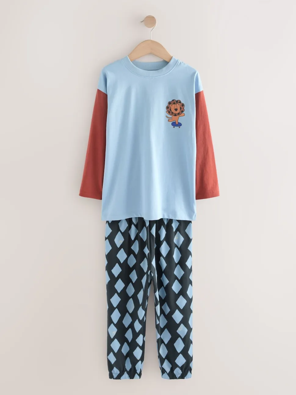 Dinosaure bleu/brun - Lot de 3 pyjamas oversize (9mois-10ans)