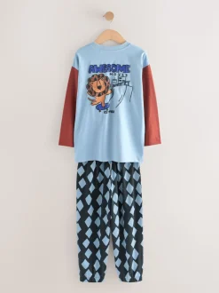 Dinosaure bleu/brun - Lot de 3 pyjamas oversize (9mois-10ans)